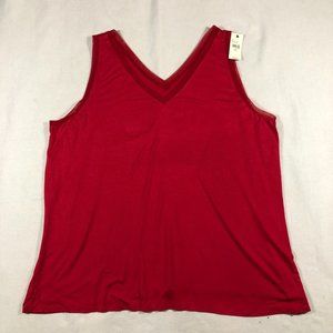 Lane Bryant Top Womens 22/24 Plus Tank Top Hot Pink V-Neck Shirt NEW NWT $40